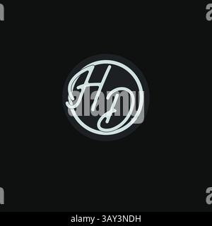Initials HD logo monogram with simple circle line design inspiration vector graphic Stock Vector