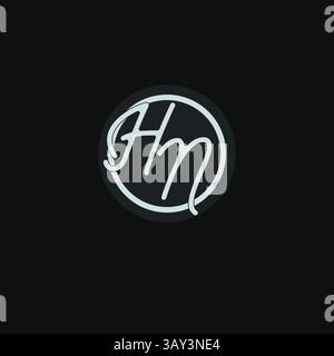 Initials HN logo monogram with simple circle line design inspiration vector graphic Stock Vector