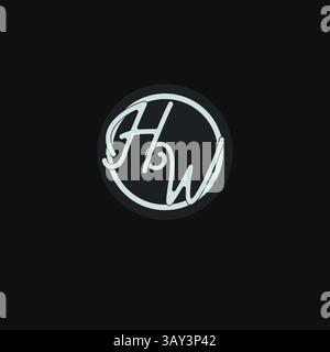 Initials HW logo monogram with simple circle line design inspiration vector graphic Stock Vector