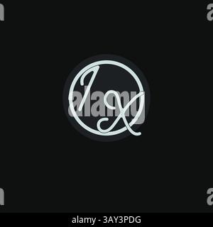 Initials IX logo monogram with simple circle line design inspiration vector graphic Stock Vector