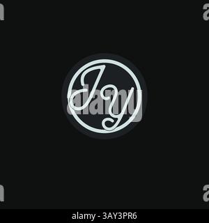 Initials JY logo monogram with simple circle line design inspiration vector graphic Stock Vector