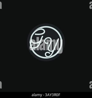 Initials GY logo monogram with simple circle line design inspiration vector graphic Stock Vector