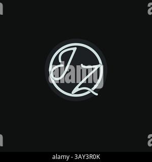 Initials JZ logo monogram with simple circle line design inspiration vector graphic Stock Vector
