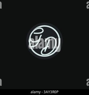 Initials GD logo monogram with simple circle line design inspiration vector graphic Stock Vector