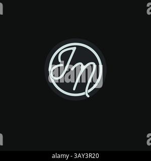 Initials JN logo monogram with simple circle line design inspiration vector graphic Stock Vector