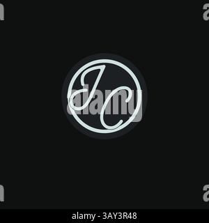 Initials JC logo monogram with simple circle line design inspiration vector graphic Stock Vector