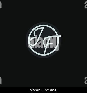 Initials JF logo monogram with simple circle line design inspiration vector graphic Stock Vector