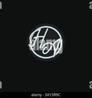 Initials HA logo monogram with simple circle line design inspiration vector graphic Stock Vector