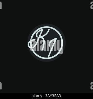 Initials KI logo monogram with simple circle line design inspiration vector graphic Stock Vector