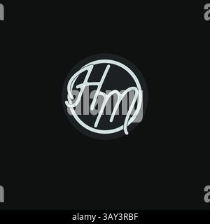 Initials HM logo monogram with simple circle line design inspiration vector graphic Stock Vector