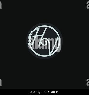 Initials HV logo monogram with simple circle line design inspiration vector graphic Stock Vector