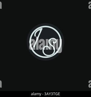 Initials IS logo monogram with simple circle line design inspiration vector graphic Stock Vector