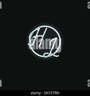 Initials HL logo monogram with simple circle line design inspiration vector graphic Stock Vector