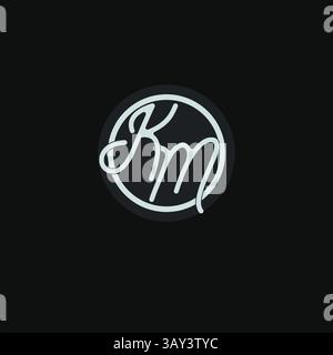 Initials KM logo monogram with simple circle line design inspiration vector graphic Stock Vector