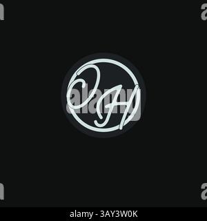 Initials OH logo monogram with simple circle line design inspiration vector graphic Stock Vector