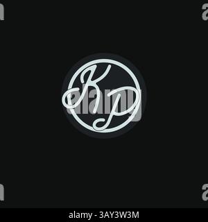 Initials KP logo monogram with simple circle line design inspiration vector graphic Stock Vector