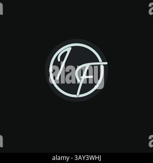 Initials IF logo monogram with simple circle line design inspiration vector graphic Stock Vector