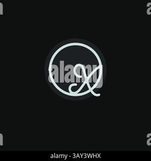 Initials QX logo monogram with simple circle line design inspiration vector graphic Stock Vector