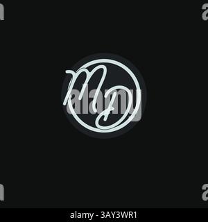 Initials MD logo monogram with simple circle line design inspiration vector graphic Stock Vector