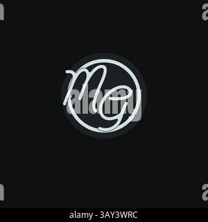 Initials MG logo monogram with simple circle line design inspiration vector graphic Stock Vector