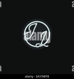 Initials JL logo monogram with simple circle line design inspiration vector graphic Stock Vector
