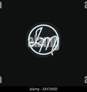 Initials LM logo monogram with simple circle line design inspiration vector graphic Stock Vector