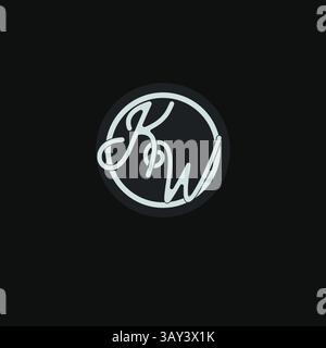 Initials KW logo monogram with simple circle line design inspiration vector graphic Stock Vector