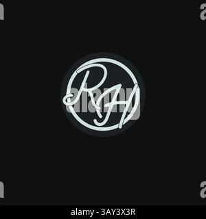 Initials RH logo monogram with simple circle line design inspiration vector graphic Stock Vector