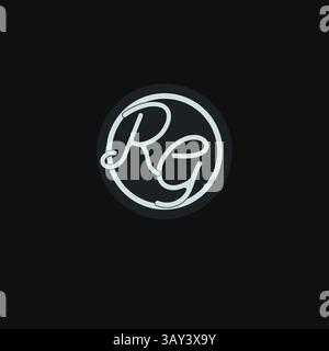 Initials RG logo monogram with simple circle line design inspiration vector graphic Stock Vector