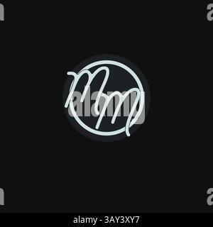 Initials MM logo monogram with simple circle line design inspiration vector graphic Stock Vector