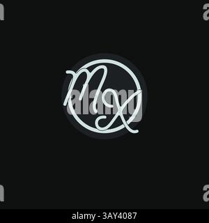 Initials MX logo monogram with simple circle line design inspiration vector graphic Stock Vector