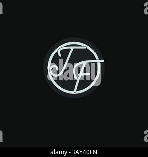 Initials TF logo monogram with simple circle line design inspiration vector graphic Stock Vector