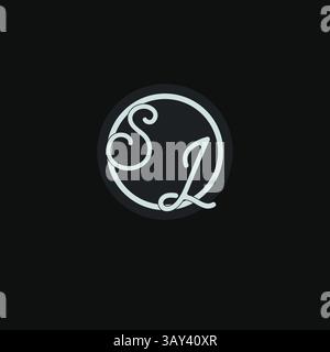 Initials SL logo monogram with simple circle line design inspiration vector graphic Stock Vector