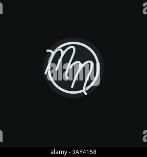 Initials MN logo monogram with simple circle line design inspiration vector graphic Stock Vector