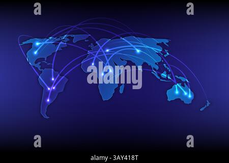 Business Technology Concept Worldwide Global connection communication, vector illustration Stock Vector