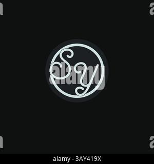 Initials SY logo monogram with simple circle line design inspiration vector graphic Stock Vector