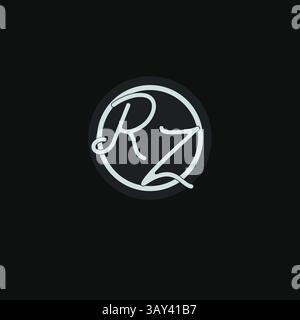 Initials RZ logo monogram with simple circle line design inspiration vector graphic Stock Vector