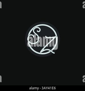 Initials SZ logo monogram with simple circle line design inspiration vector graphic Stock Vector