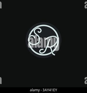 Initials SR logo monogram with simple circle line design inspiration vector graphic Stock Vector