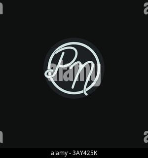 Initials PN logo monogram with simple circle line design inspiration vector graphic Stock Vector