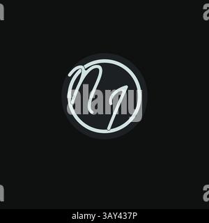 Initials NI logo monogram with simple circle line design inspiration vector graphic Stock Vector