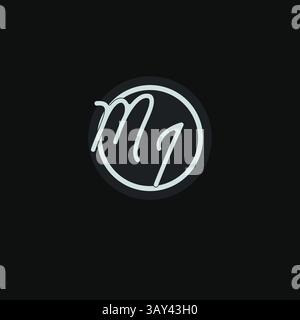 Initials MI logo monogram with simple circle line design inspiration vector graphic Stock Vector