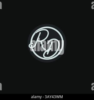 Initials RD logo monogram with simple circle line design inspiration vector graphic Stock Vector