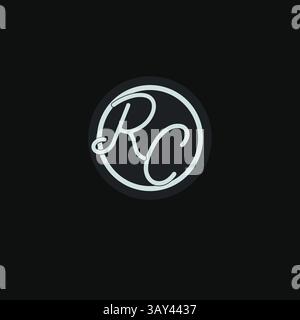 Initials RC logo monogram with simple circle line design inspiration vector graphic Stock Vector