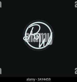 Initials PW logo monogram with simple circle line design inspiration vector graphic Stock Vector