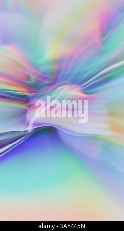 This digital art image features flowing holographic textures with 3D extrusions. The vibrant, multicolored background is dynamic and visually striking Stock Photo