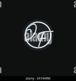 Initials OF logo monogram with simple circle line design inspiration vector graphic Stock Vector
