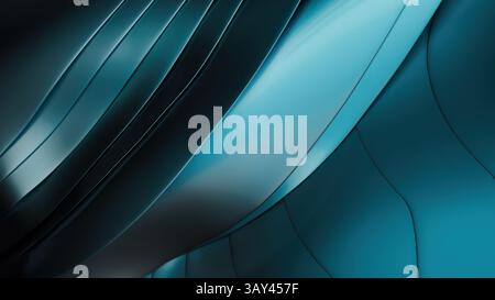 A captivating abstract image featuring smooth, flowing metallic blue waves with soft gradients in 3D. The elegant design conveys a sense of calm and s Stock Photo