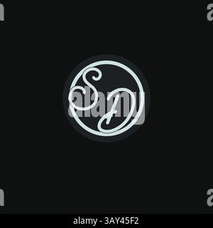 Initials SD logo monogram with simple circle line design inspiration vector graphic Stock Vector