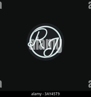 Initials RJ logo monogram with simple circle line design inspiration vector graphic Stock Vector
